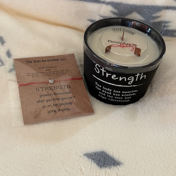 STRENGTH Lot x 2: Matte Black Glass Candle Primitives by Kathy Red Wish Bracelet - Picture 8 of 16